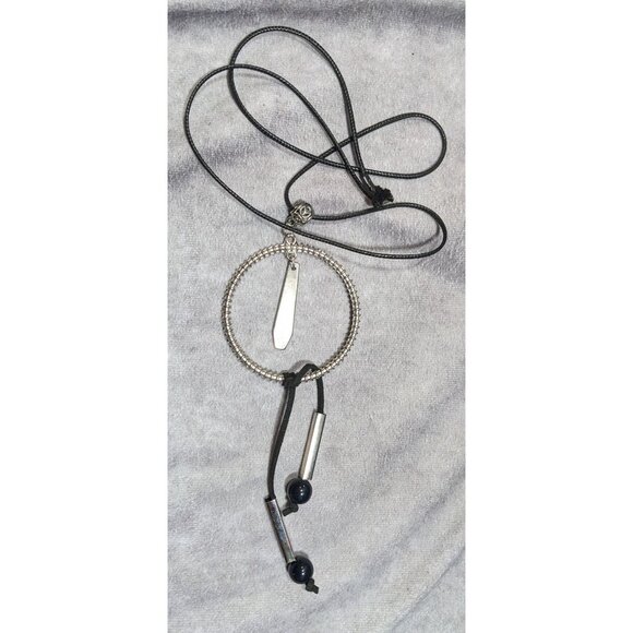 Brutalist Abstract Dangling Hoop Tassel Necklace - Picture 7 of 7